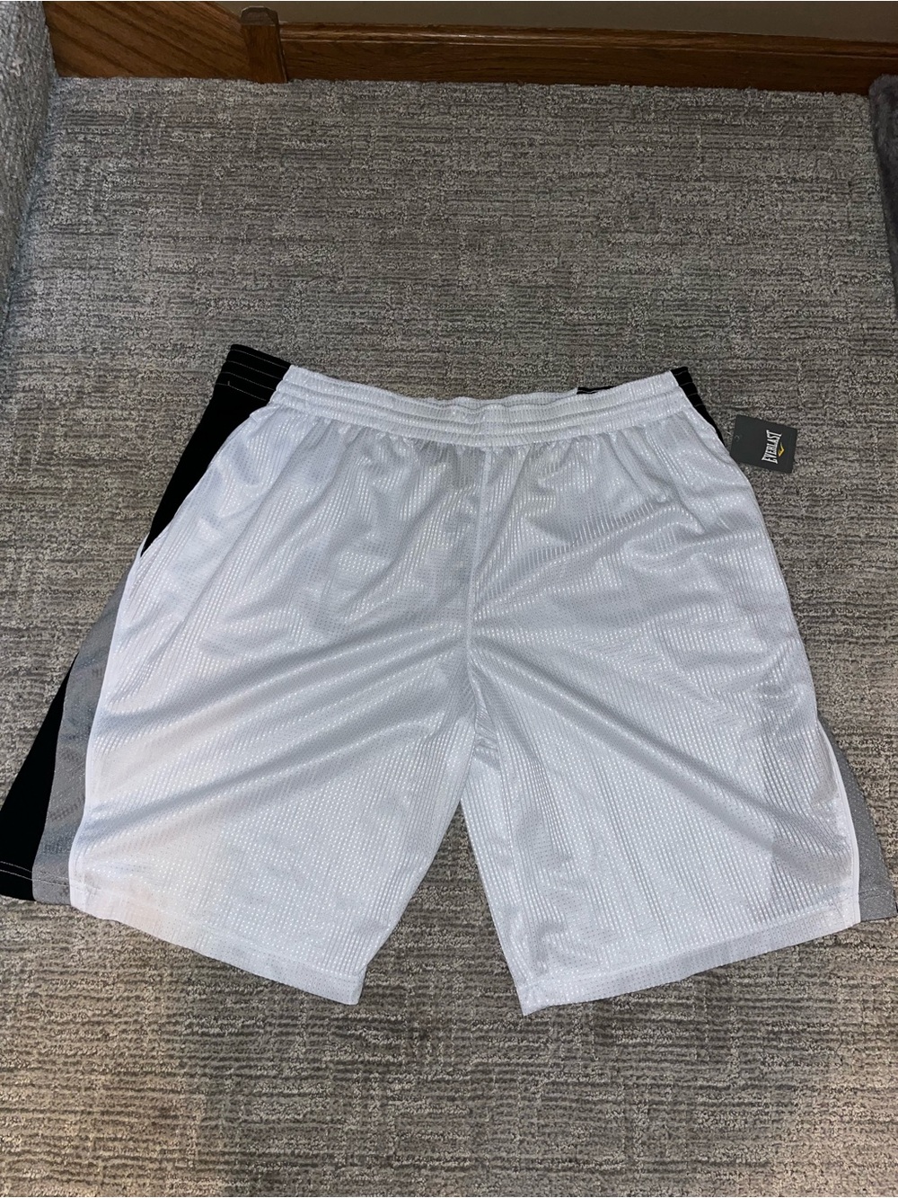Everlast White Mesh Athletic Shorts with Black Side Panels